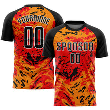 Load image into Gallery viewer, Custom Red Black-Gold Sublimation Soccer Uniform Jersey
