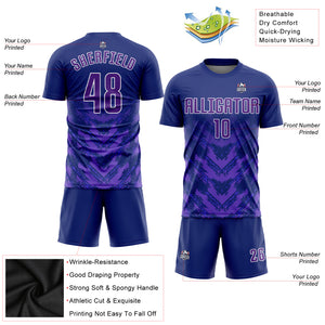 Custom Navy Purple-White Sublimation Soccer Uniform Jersey