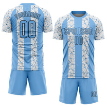 Load image into Gallery viewer, Custom White Light Blue-Black Sublimation Soccer Uniform Jersey
