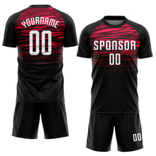 Load image into Gallery viewer, Custom Black White-Red Sublimation Soccer Uniform Jersey

