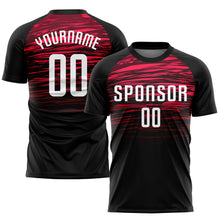 Load image into Gallery viewer, Custom Black White-Red Sublimation Soccer Uniform Jersey

