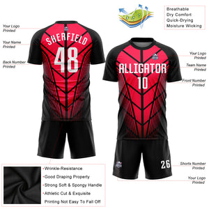 Custom Red White-Black Sublimation Soccer Uniform Jersey