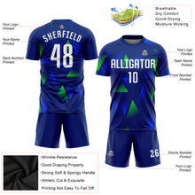 Load image into Gallery viewer, Custom Royal White-Kelly Green Sublimation Soccer Uniform Jersey
