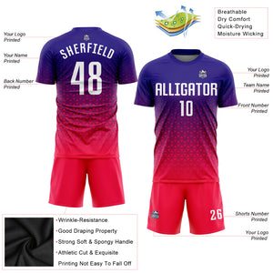 Custom Purple White-Hot Pink Sublimation Soccer Uniform Jersey