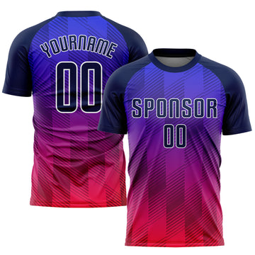 Custom Royal Navy-Hot Pink Sublimation Soccer Uniform Jersey