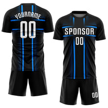 Load image into Gallery viewer, Custom Black White-Light Blue Sublimation Soccer Uniform Jersey
