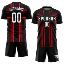 Load image into Gallery viewer, Custom Black White-Hot Pink Sublimation Soccer Uniform Jersey
