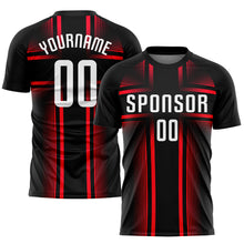 Load image into Gallery viewer, Custom Black White-Hot Pink Sublimation Soccer Uniform Jersey
