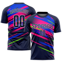 Load image into Gallery viewer, Custom Figure Navy Royal-Pink Sublimation Soccer Uniform Jersey
