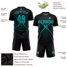 Load image into Gallery viewer, Custom Black Teal Sublimation Soccer Uniform Jersey
