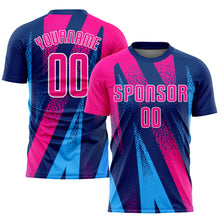 Load image into Gallery viewer, Custom Figure Pink-Royal Sublimation Soccer Uniform Jersey
