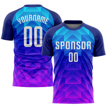 Load image into Gallery viewer, Custom Royal White Light Blue-Hot Pink Sublimation Soccer Uniform Jersey
