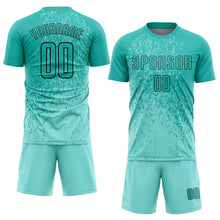 Load image into Gallery viewer, Custom Aqua Aqua-Black Sublimation Soccer Uniform Jersey
