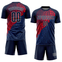 Load image into Gallery viewer, Custom Navy Navy-Red Sublimation Soccer Uniform Jersey
