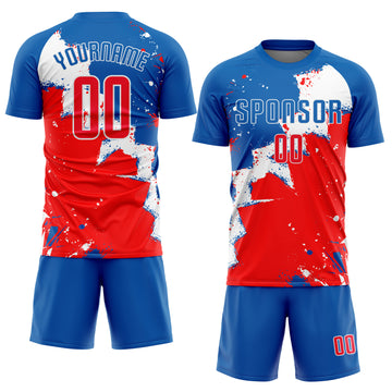 Custom Royal Red-White Sublimation Soccer Uniform Jersey