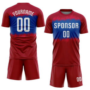 Custom Crimson White-Royal Sublimation Soccer Uniform Jersey