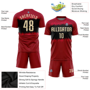 Custom Crimson Cream-Black Sublimation Soccer Uniform Jersey