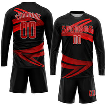 Load image into Gallery viewer, Custom Black Red-White Sublimation Soccer Uniform Jersey
