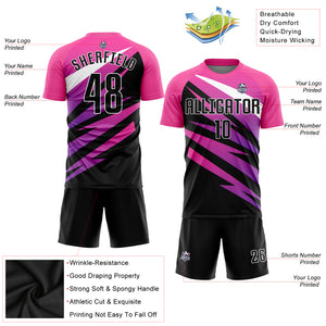 Custom Pink Black-White Sublimation Soccer Uniform Jersey