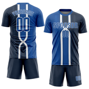 Custom Navy Royal-White Sublimation Soccer Uniform Jersey