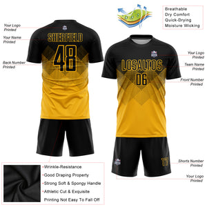 Custom Gold Black Sublimation Soccer Uniform Jersey