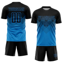 Load image into Gallery viewer, Custom Blue Black Sublimation Soccer Uniform Jersey
