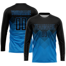 Load image into Gallery viewer, Custom Blue Black Sublimation Soccer Uniform Jersey
