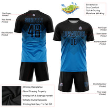 Load image into Gallery viewer, Custom Blue Black Sublimation Soccer Uniform Jersey
