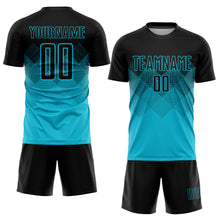 Load image into Gallery viewer, Custom Lakes Blue Black Sublimation Soccer Uniform Jersey
