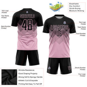 Custom Light Pink Black Sublimation Soccer Uniform Jersey