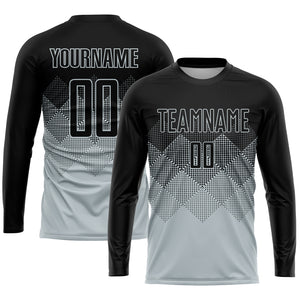 Custom Silver Black Sublimation Soccer Uniform Jersey