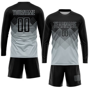 Custom Silver Black Sublimation Soccer Uniform Jersey