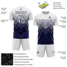 Load image into Gallery viewer, Custom Navy White Sublimation Soccer Uniform Jersey
