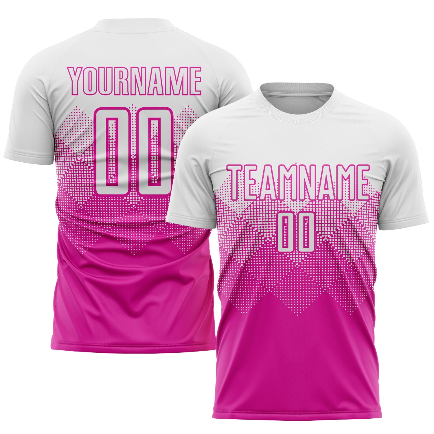 ★SHALOM★ PINK SOCCER TSHIRTS Custom Pink Pink-Black Sublimation Soccer Uniform Jersey