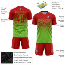 Load image into Gallery viewer, Custom Neon Green Red Sublimation Soccer Uniform Jersey
