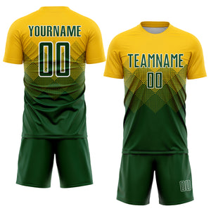 Custom Gold Green-White Sublimation Soccer Uniform Jersey