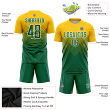 Load image into Gallery viewer, Custom Gold Kelly Green-White Sublimation Soccer Uniform Jersey
