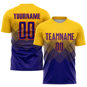 Custom Gold Dark Purple-Orange Sublimation Soccer Uniform Jersey