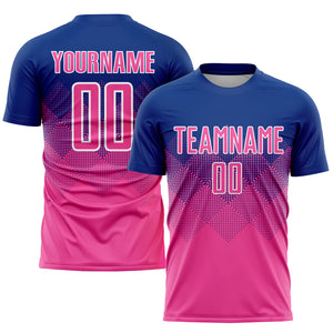 Custom Royal Pink-White Sublimation Soccer Uniform Jersey