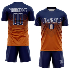 Custom Texas Orange Navy-White Sublimation Soccer Uniform Jersey