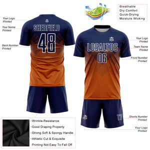 Custom Texas Orange Navy-White Sublimation Soccer Uniform Jersey