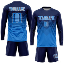 Load image into Gallery viewer, Custom Navy Powder Blue-White Sublimation Soccer Uniform Jersey
