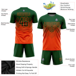 Custom Orange Green Sublimation Soccer Uniform Jersey