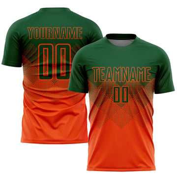 Custom Orange Green Sublimation Soccer Uniform Jersey