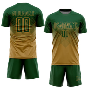 Custom Old Gold Green Sublimation Soccer Uniform Jersey