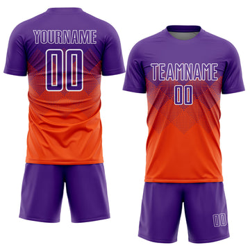 Custom Orange Purple-White Sublimation Soccer Uniform Jersey