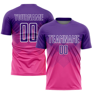 Custom Pink Purple-White Sublimation Soccer Uniform Jersey