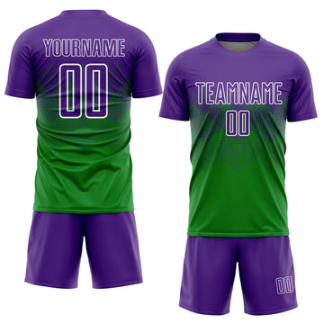 Custom Grass Green Purple-White Sublimation Soccer Uniform Jersey