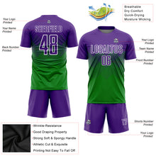 Load image into Gallery viewer, Custom Grass Green Purple-White Sublimation Soccer Uniform Jersey
