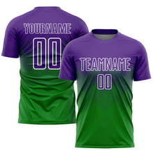 Load image into Gallery viewer, Custom Grass Green Purple-White Sublimation Soccer Uniform Jersey
